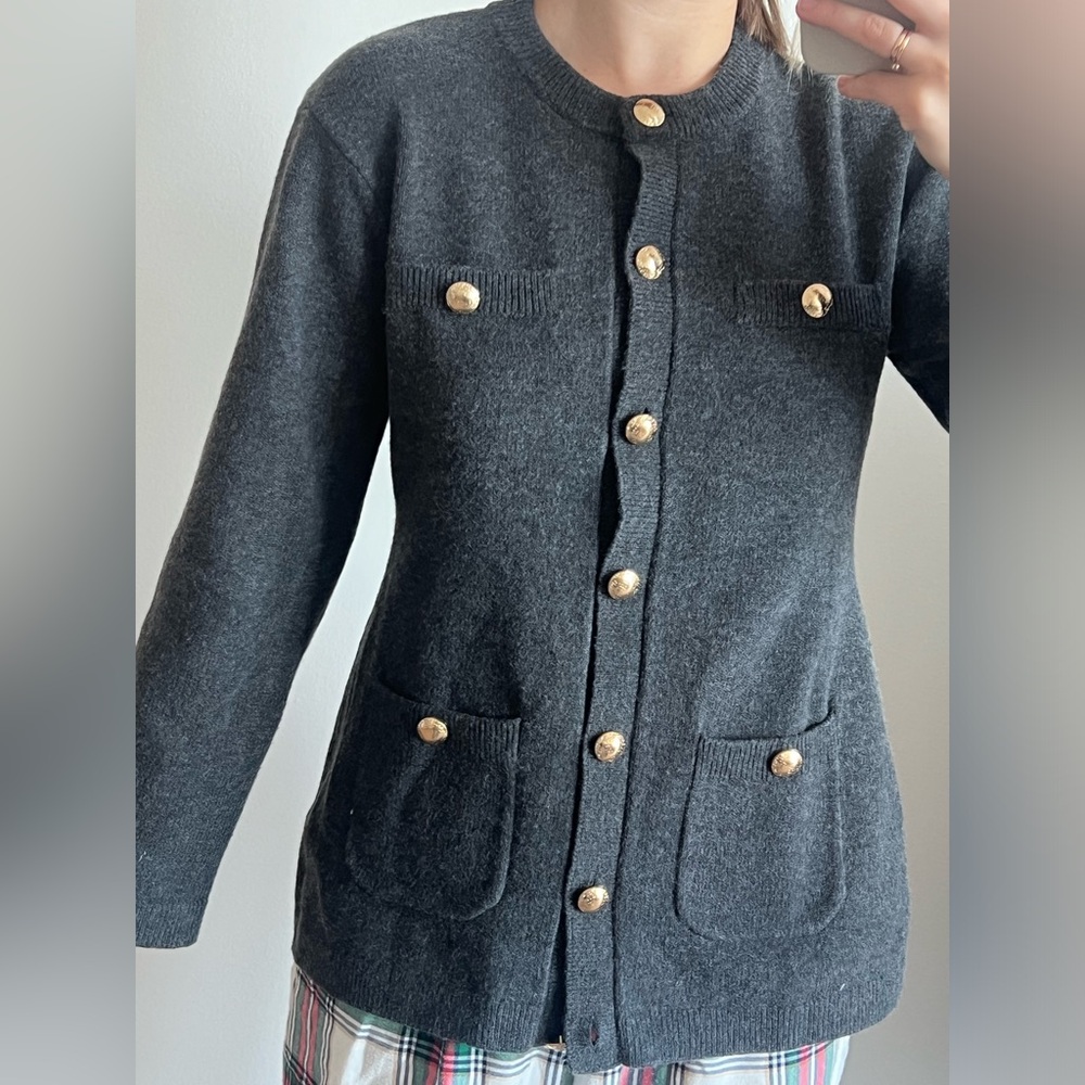 H&M Gray Gold Fitted Cardigan